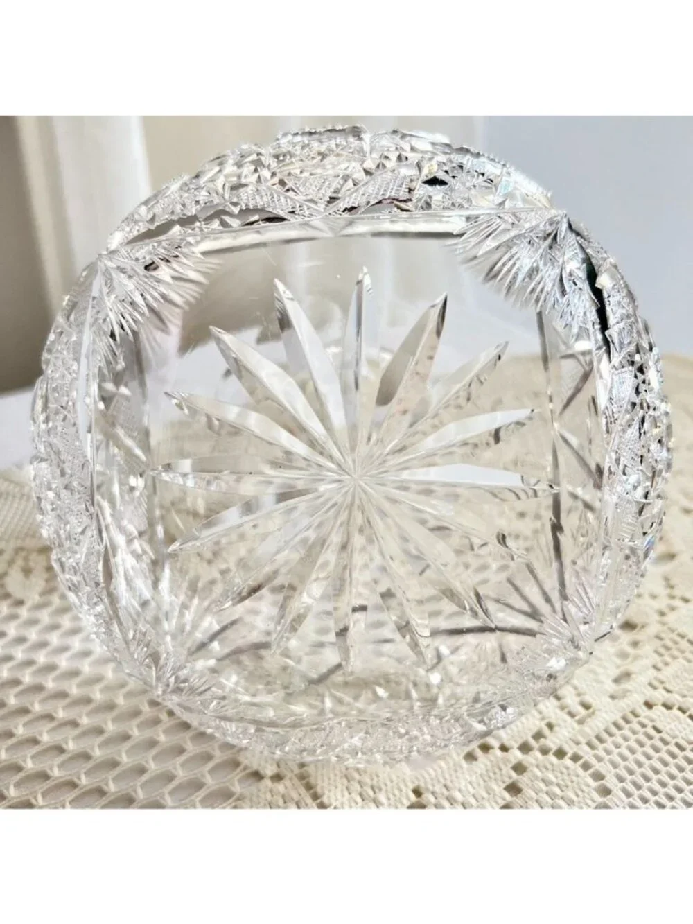 Vintage ABP Cut Glass Decanter Water Carafe Barware American Brilliant Design